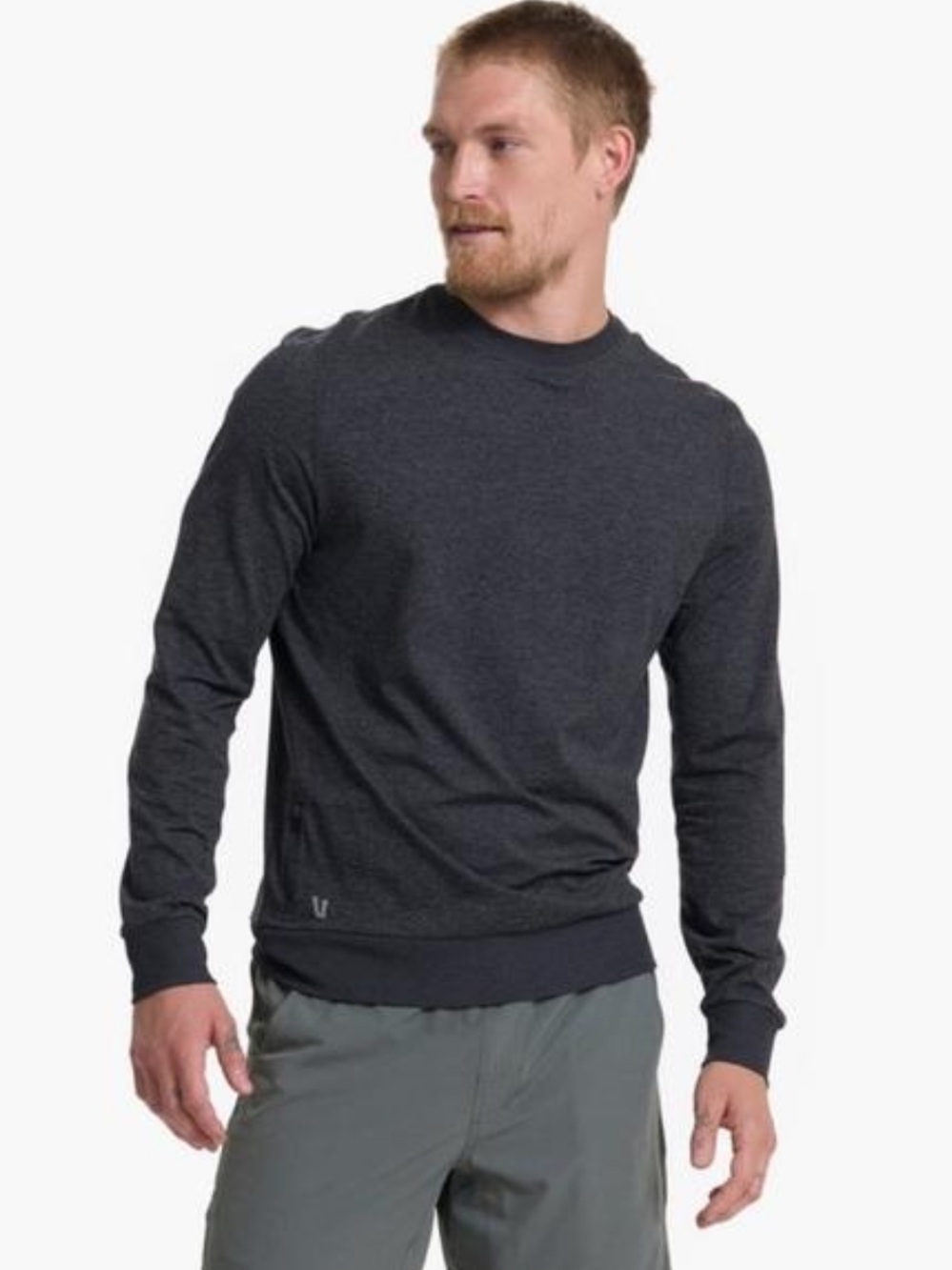 Vuori Ponto Performance Crew DreamKnit Sweatshirt Men’s Medium Charcoal Gray